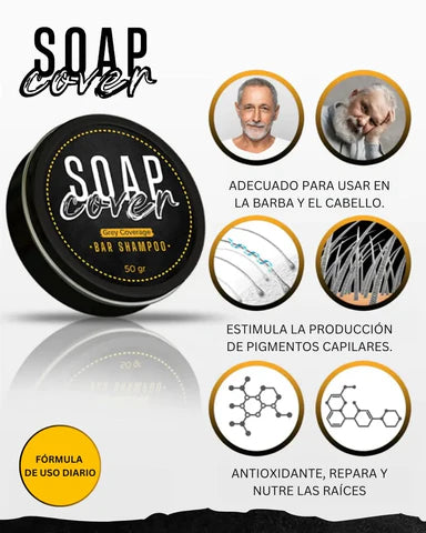 Jabón SoapCover - Elimina el Cabello Blanco, Restaura el Color Natural y Recupera tu Juventud