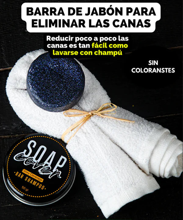Jabón SoapCover - Elimina el Cabello Blanco, Restaura el Color Natural y Recupera tu Juventud