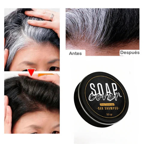 Jabón SoapCover - Elimina el Cabello Blanco, Restaura el Color Natural y Recupera tu Juventud